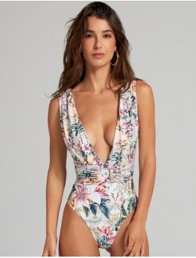 Цельный купальник с глубоким вырезом Cosita Linda 25016M ROMANTIC HARMONY, Цвет: мульти, Размеры: S