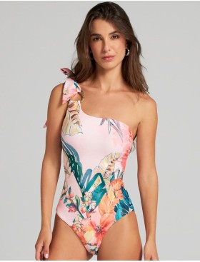 Слитный купальник на одно плечо Cosita Linda 25051M EXOTIC LEAVES, Цвет: мульти, Размеры: L