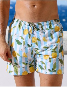 Мужские пляжные шорты Jolidon B645JI BI4 полоска/лимон, Цвет: полоска/лимон, Размеры: XL