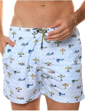 Мужские пляжные шорты Jolidon B645JI BI6 голубой/самолеты, Цвет: голубой/самолеты, Размеры: L