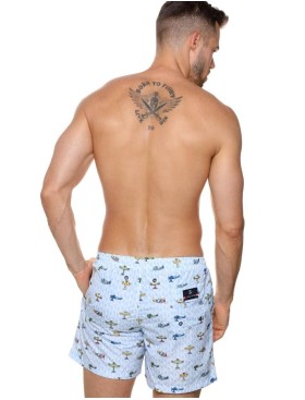 Мужские пляжные шорты Jolidon B645JI BI6 голубой/самолеты, Цвет: голубой/самолеты, Размеры: L, изображение 3