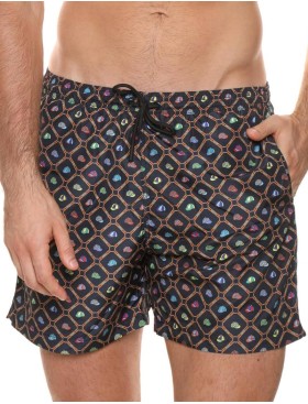 Мужские пляжные шорты Jolidon B645JI MI18 темно-синий/кепки, Цвет: темно-синий/кепки, Размеры: XL