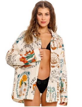 Пляжная рубашка Agua Bendita 17747 KESHI NOPAL, Цвет: белый, Размеры: S