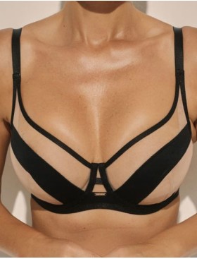 Мягкий бюстгальтер для большого бюста Kinga LOU II 959-SC телесно-черный, Цвет: телесный+черный, Размеры: 70I