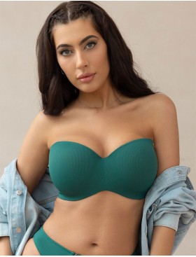 Купальный бюстгальтер бандо Kris Line TARIFA balkonette MHM, Цвет: изумрудный, Размеры: 65J, изображение 4