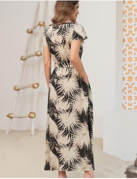 Длинный халат из вискозы Mia-Amore BORA-BORA 5514, Цвет: бежевый+черный, Размеры: 5XL, изображение 2