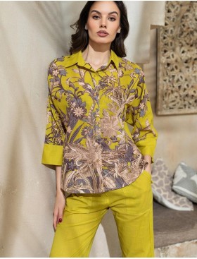 Брючный комплект из хлопка и льна Mia-Amore FIJI 5405, Цвет: лайм, Размеры: S, изображение 4