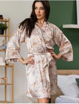 Короткий халат-кимоно Mia-Amore SIMFONIA 4613, Цвет: бежевый, Размеры: 2XL/3XL