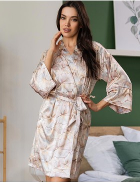 Короткий халат-кимоно Mia-Amore SIMFONIA 4613, Цвет: бежевый, Размеры: 2XL/3XL, изображение 3