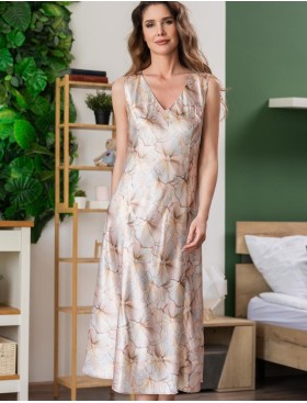 Длинная шёлковая сорочка Mia-Amore SIMFONIA 4614, Цвет: бежевый, Размеры: 3XL