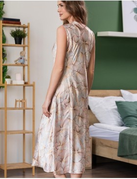 Длинная шёлковая сорочка Mia-Amore SIMFONIA 4614, Цвет: бежевый, Размеры: 3XL, изображение 2