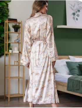 Длинный шёлковый халат Mia-Amore SIMFONIA 4619, Цвет: бежевый, Размеры: 4XL/5XL, изображение 2
