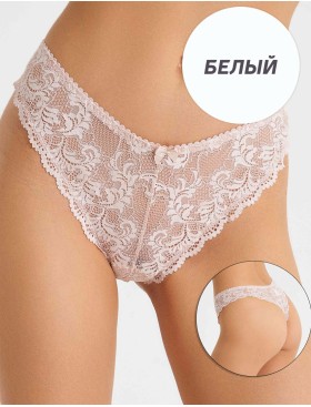 Кружевные трусы стринги Simona M 003/30 белый, Цвет: белый, Размеры: 2XL