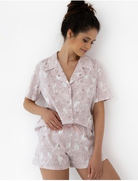 Пижама с шортами из хлопка Sensis AGATHA, Цвет: пудровый, Размеры: L, изображение 2