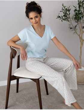 Хлопковая пижама с брюками Sensis KIRA, Цвет: бирюзовый, Размеры: L