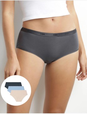 Набор хлопковых трусов Dim LES POCKETS COTON 4H01/3 бежевый/голубой/серый - 3 штуки, Цвет: бежевый/голубой/серы, Размеры: XXS/XS