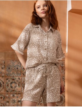 Комплект с шортами из муслина Mia-Amore CAMILA 5414, Цвет: латте, Размеры: 5XL