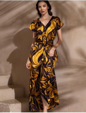 Длинный халат на пуговицах Mia-Amore MARCELA 4111, Цвет: мультицвет, Размеры: 4XL