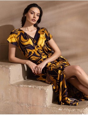 Длинный халат на пуговицах Mia-Amore MARCELA 4111, Цвет: мультицвет, Размеры: 4XL, изображение 4