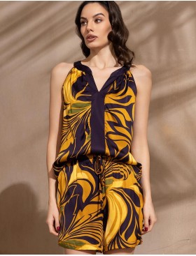 Шёлковый комплект с шортами Mia-Amore MARCELA 4542, Цвет: мультицвет, Размеры: S