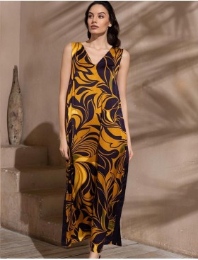 Длинный шелковый сарафан Mia-Amore MARCELA 4548, Цвет: мультицвет, Размеры: 3XL, изображение 3