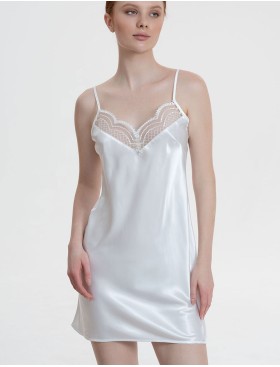 Короткая шелковая сорочка Mia-Amore REGINA 3900 белый, Цвет: белый, Размеры: 3XL