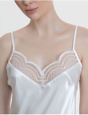 Короткая шелковая сорочка Mia-Amore REGINA 3900 белый, Цвет: белый, Размеры: 3XL, изображение 3