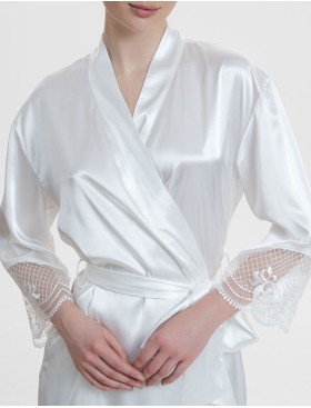 Шёлковый халат Mia-Amore REGINA 3903 белый, Цвет: белый, Размеры: L/XL, изображение 3