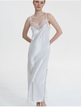 Длинная шелковая сорочка Mia-Amore REGINA 3908 белый, Цвет: белый, Размеры: 3XL, изображение 4