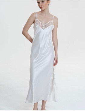 Длинная шелковая сорочка Mia-Amore REGINA 3908 белый, Цвет: белый, Размеры: 3XL