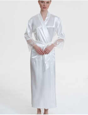 Шелковый халат макси Mia-Amore REGINA 3909 белый, Цвет: белый, Размеры: 2XL/3XL