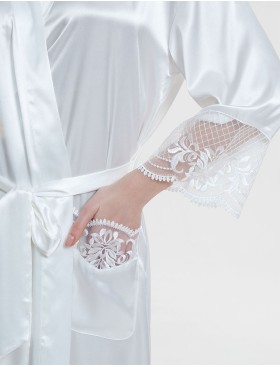 Шелковый халат макси Mia-Amore REGINA 3909 белый, Цвет: белый, Размеры: 2XL/3XL, изображение 2