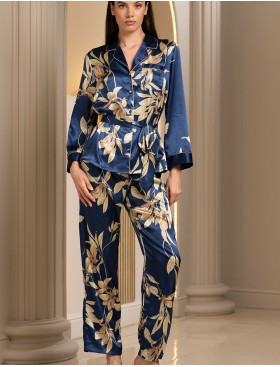 Брючный комплект с цветами Mia-Amore TAIS 7496, Цвет: темно-синий, Размеры: 3XL