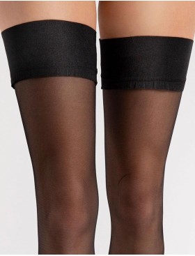 Черные чулки с гладкой коронкой Fiore 4013/A GLAM 20 den, Цвет: черный, Размеры: 3