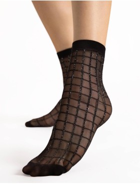 Тонкие носки в клетку Fiore 1116/G GRID 20 den, Цвет: черный, Размеры: UN, изображение 2