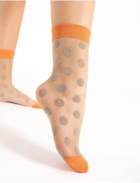 Тонкие носки с узором Fiore 1149/G FAME 15 den, Цвет: телесный/оранжевый, Размеры: UN