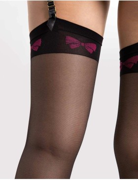 Чёрные чулки с красными бантами Fiore 4109/O LOLA 20 den, Цвет: черный, Размеры: 3