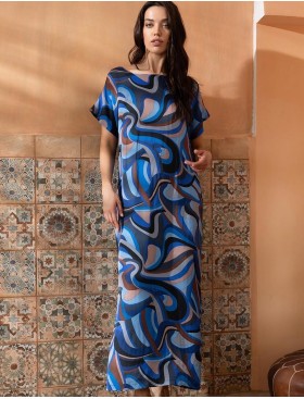 Длинная шёлковая туника Mia-Amore SAINT-TROPEZ 4604, Цвет: синий, Размеры: 4XL/5XL, изображение 3