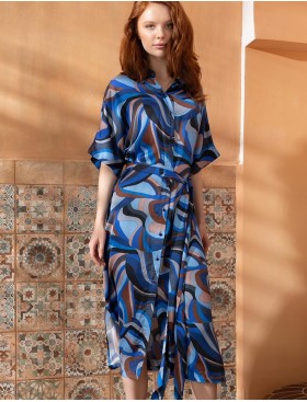 Длинная рубашка-халат Mia-Amore SAINT-TROPEZ 4606, Цвет: синий, Размеры: 3XL