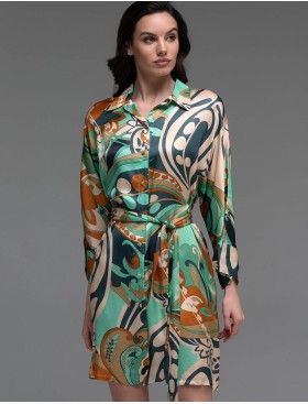 Рубашка-халат из шёлка с вискозой Mia-Amore CAPRI 4563, Цвет: мультицвет, Размеры: 2XL/3XL