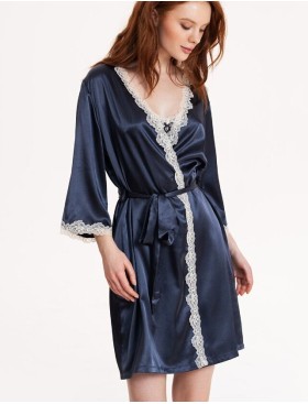 Атласный халат-кимоно Mia-Mella JULIA CHARME 8733 черника, Цвет: черника, Размеры: S/M, изображение 4