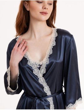 Атласный халат-кимоно Mia-Mella JULIA CHARME 8733 черника, Цвет: черника, Размеры: S/M, изображение 3