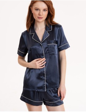 Атласный комплект с шортами Mia-Mella JULIA CHARME 8738 черника, Цвет: черника, Размеры: 3XL, изображение 3