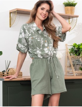 Хлопковый комплект с шортами Mia-Amore MARIBEL 5482, Цвет: оливковый, Размеры: 3XL