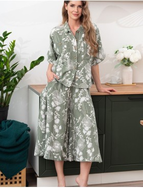 Комплект с укороченными широкими брюками Mia-Amore MARIBEL 5485, Цвет: оливковый, Размеры: 2XL