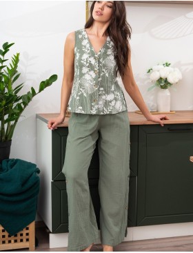 Хлопковый брючный комплект Mia-Amore MARIBEL 5486, Цвет: оливковый, Размеры: M, изображение 3
