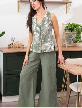 Хлопковый брючный комплект Mia-Amore MARIBEL 5486, Цвет: оливковый, Размеры: M, изображение 4