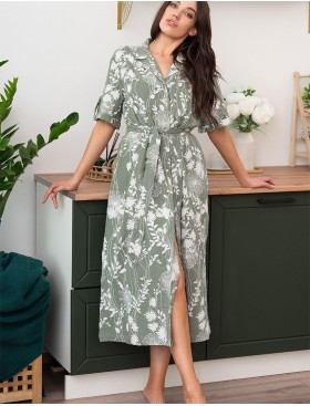 Длинная рубашка-халат Mia-Amore MARIBEL 5489, Цвет: оливковый, Размеры: 4XL