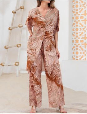 Брючный комплект с удлинённой рубашкой Mia-Amore PASADENA 5546, Цвет: карамельный, Размеры: 3XL, изображение 3