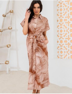 Халат из хлопка со льном Mia-Amore PASADENA 5548, Цвет: карамельный, Размеры: 3XL, изображение 4